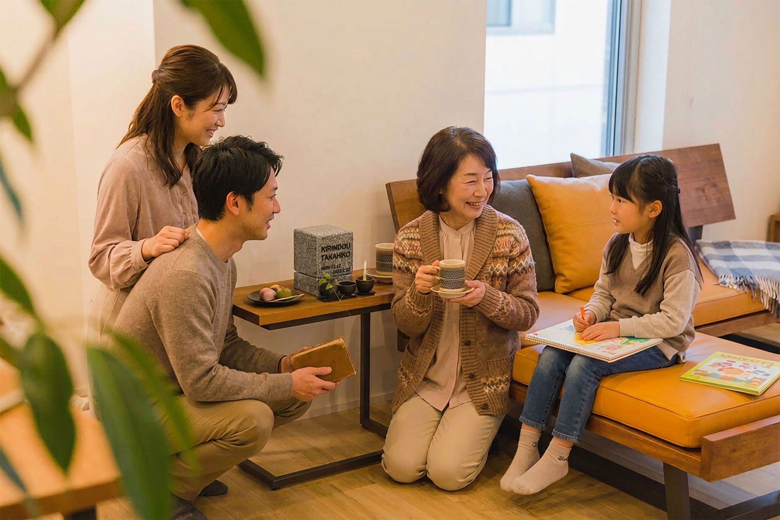 名前が刻まれた卓上墓