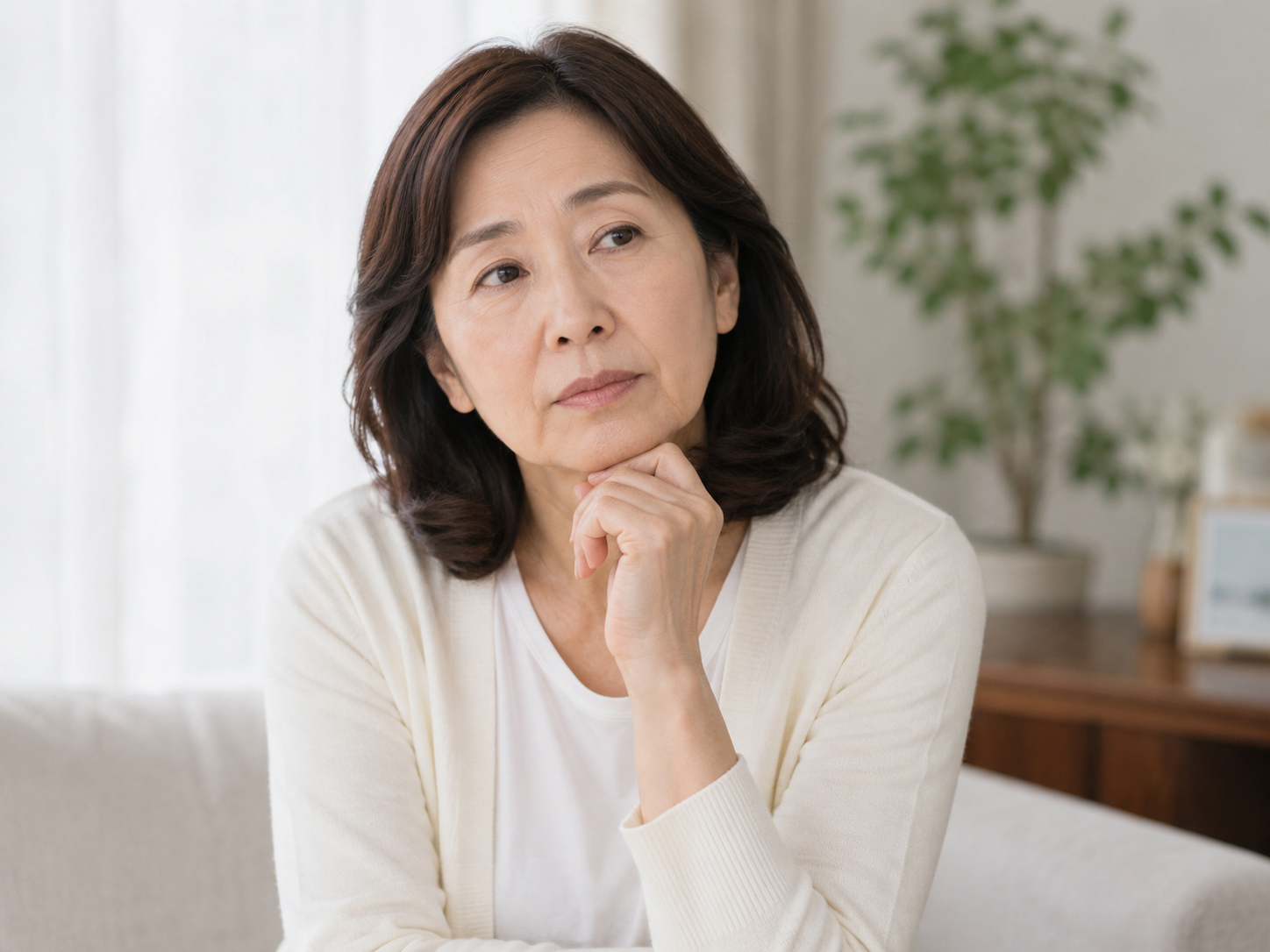お墓のことで悩む女性